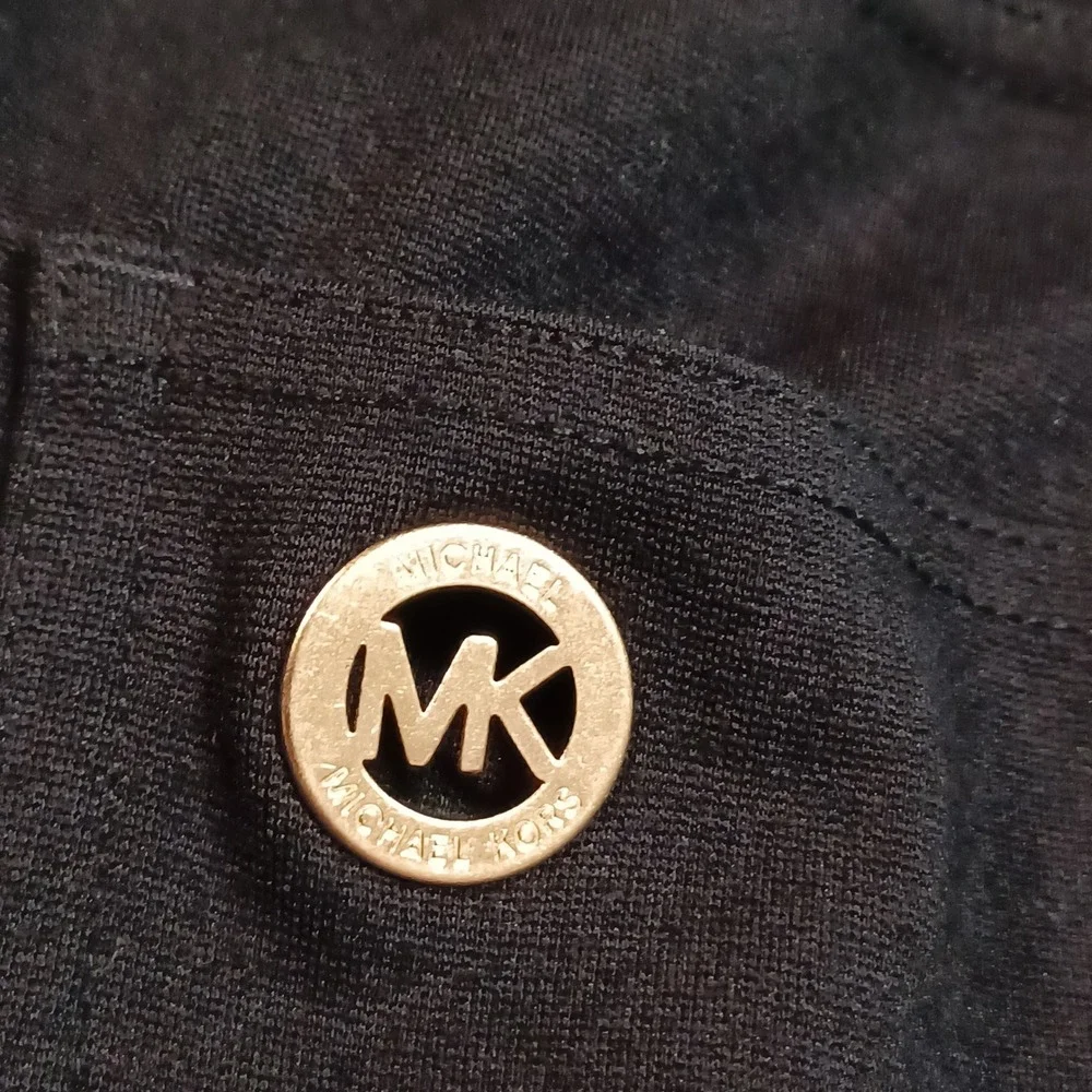 Michael Kors Womens Black Ponte‎ Knit Skinny Pants QF33B01EZT Size S MK Logo